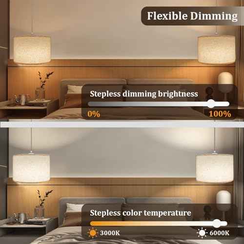 Hanging Lamp Plug in Pendant Light 2 Pack with Remote Control, 15Ft Hanging Lights with Plug in Cord Beige Lamp Shade Plug in Ceiling Light with Cord for Bedroom, Kitchen, Living Room, Dining Table