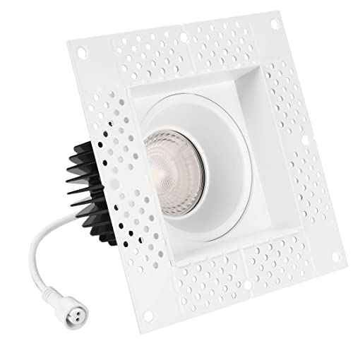 Maxxima 4¡± Trimless Ultra-Thin Recessed Anti-Glare LED Downlight Canless IC Rated 1000 Lumens 5 Color Temperature Selectable 2700K/3000K/3500K/4000K/5000K Dimmable 90 CRI 5 CCT Square Slim J-Box Incl.