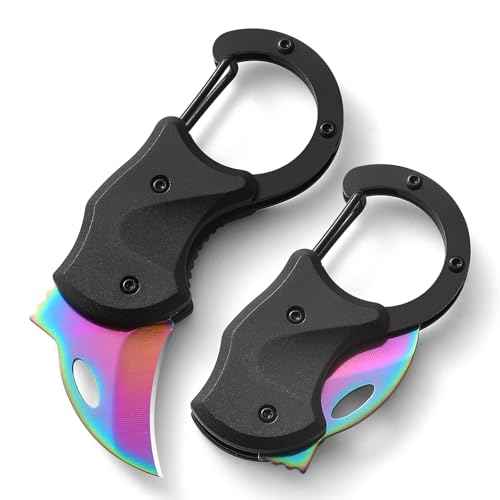 Rainbow Keychain Knife,Cool Folding Knife Box Cutter £¬Small Pocket Knife Gift for Men,Mini EDC Knives for Everyday Carry,Small Gift for Women Men