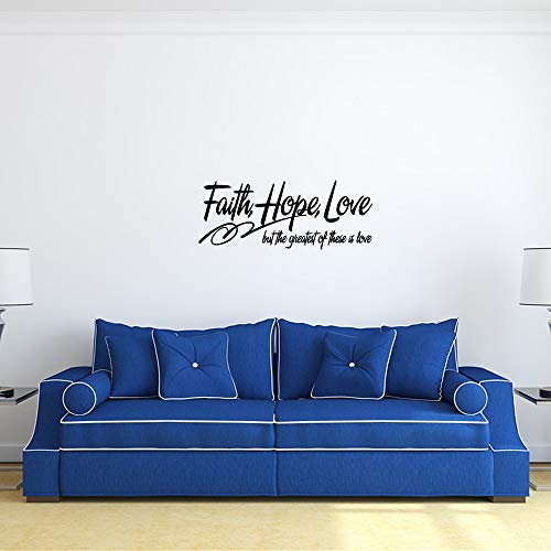 Faith Hope Love but The Greatest of These is Love - 1 Corinthians 13:13 Christian Quotes Religious D?cor Inspiring Home Decoration Sticker Pure Black Vinyl Wall Decal