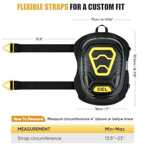 TICONN Gel Knee Pads for Work, Professional Heavy Duty Work Knee Pads for Men with Soft Foam and Gel Cushion for Men Construction, Garden, Flooring (Black/Yellow)