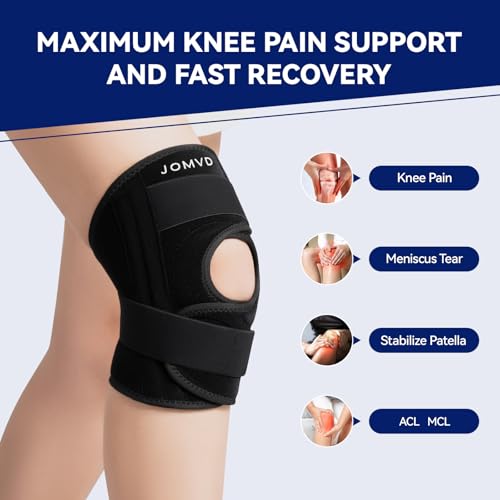 Meniscus Knee Brace for Women Men, Adjustable Knee Support with Side Stabilizers for Meniscus Tear, ACL, PCL, Knee Pain Relief