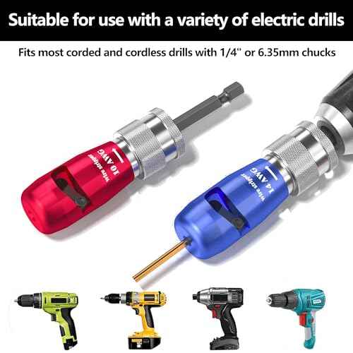 Wire stripper for drill, 14-12-10-8-6 gauge wire strippers,electrician tools, wire twister tool for drill, cable quick stripper set with 20 wire caps and 1 spare blade