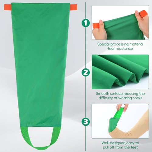 2 Pcs Easy Slide Compression Stocking Aid Sock Open Toe Helper Device Easy on Application Tool Put on Compression Socks Applicator Aid for Seniors (Plus Size)