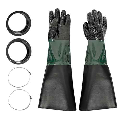 Sandblasting Gloves, 23.6" Rubber Sandblaster Gloves for Sandblast Cabinets