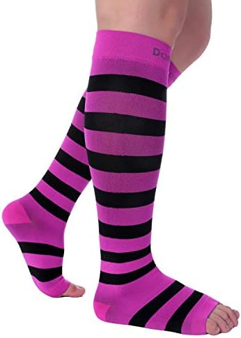 Doc Miller Compression Socks for Pregnant Women – Wide Calf, Open Toe Knee Sleeve 15-20 mmHG,Toeless Pregnancy Stockings for Varicose Veins, Footless Shin Splint Relief, 1 Pair