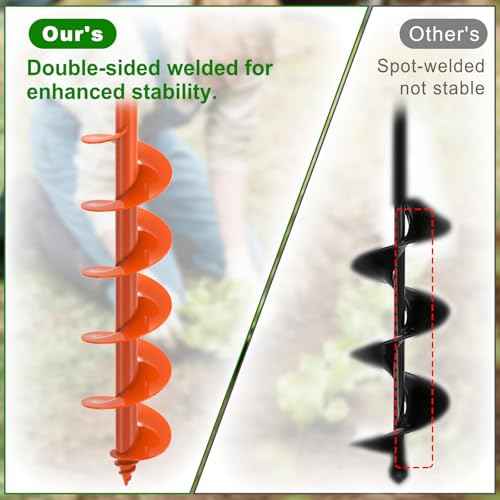 Auger Drill Bit for Planting 4"x32" Garden Drill Bit, Heavy Duty Auger Post Hole Digger with 3mm Thicker Spiral for Bulbs, Plants, Beach Umbrellas, Fence Posts - Fits 3/8" Hex Drive Drill