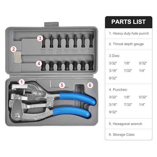 Power Punch Heavy Duty Hole Punch Set, Cr-V 3/32" x 9/32"