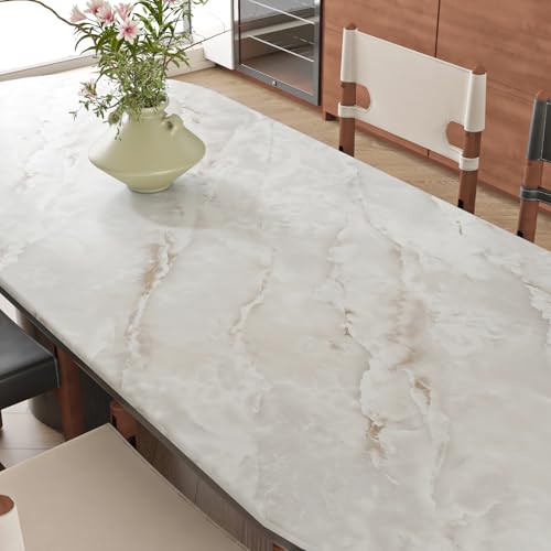 Livelynine Tan Marble Contact Paper for Countertops Off White Counter Top Peel and Stick Waterproof Desk Cover Kitchen Table Vinyl Wrap Removable Cream Onyx Quartz Marble Wallpaper Bathroom 15.8x78.8