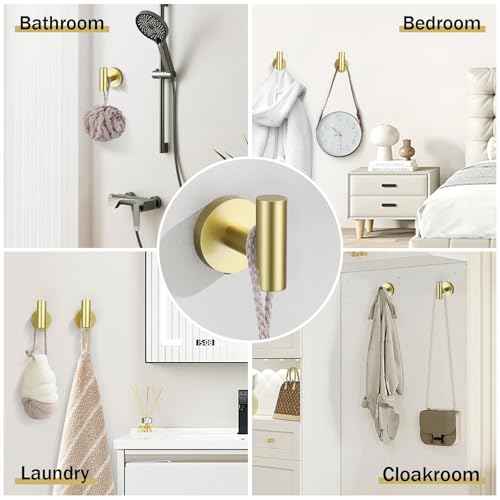 10 Pieces Brushed Gold Bathroom Hardware Towel Bar Set for Bathroom Wall, 23.6Inch Bathroom Accessories Set Upgraded Bathroom Towel Holder, Stainless Steel Towel Racks Bathroom Wall Mounted