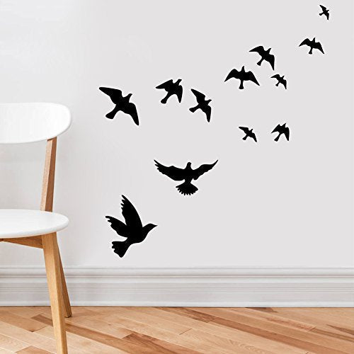 Flying Black Bird Flying High to Sky 3D Removable Vinyl Wall Sticker Mural Decal Art D?cor