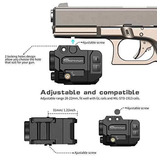 500 Lumens Tactical Weapon Flashlights Laser Sight - Rail-Mounted Light and Green Laser Light Combo for Pistol with Picatinny Rail and GL Rails - Magnetic Charging Port