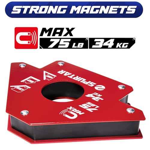 Spurtar Welding Magnets 6pcs, 75lbs 50lbs 25lbs Welding Magnets and Clamps, Heavy Duty Magnetic Holder Tools and Accessories 45¡Æ, 90¡Æ, 135¡Æ Angle