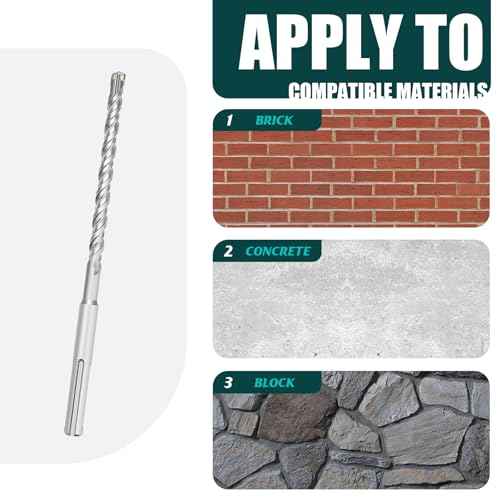 3/8 in x 10.2 in (10 x 260mm) SDS Plus Rotary Hammer Drill Bit, Concrete Drill Bit,Masonry Drill Bit for Concrete, Brick and Cement (Length : 260mm / 10.2 inch, Diameter :3/8 inch £¨ 10mm)