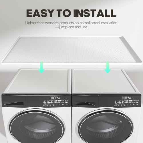 Washer Dryer Countertop, 54" x 27.5" Large Washer and Dryer Covers for The Top, Non-Slip Waterproof Silicone Dryer Top Protector Mat, Washer Dryer Topper for Laundry Room Kitchen Home£¨White£©