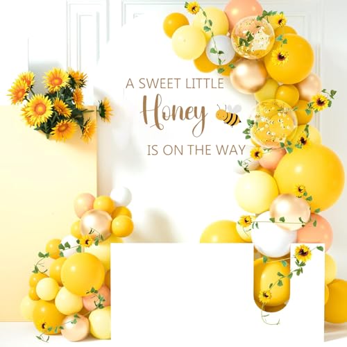 A Little Honey is on The Way Sign Decal for Balloon Arch Backdrop, Large Adhesive Letters Wall Sticker for Honey Bee Themed Party Photo Props Background