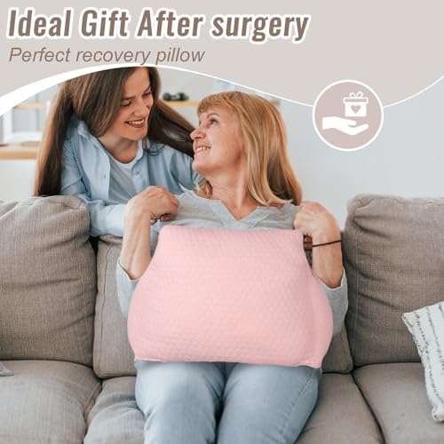 Hysterectomy Recovery Pillow, Post-Surgery Cushion for Abdomen C-Section Tummy Tuck Lumpectomy Myomectomy Patients Must Haves Abdominal Pillow with Pocket (Lght Pink)