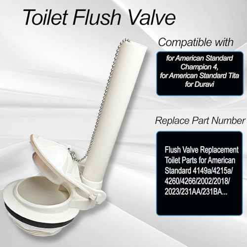 Toilet Flush Valve for American Standard Champion 4/Titan/Duravit, Flush Valve Replacement Toilet Parts for American Standard 4149a/4215a/4260/4266, Includes Flapper/Gasket/Bolt Kit