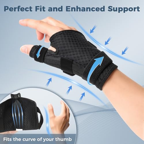 Wrist and Thumb Brace Finger Splint Left/Right Hand, Lightweight Hand Brace for Arthritis Carpal Tunnel with Thumb Support, Thumb Spica Splint for De Quervains Tenosynovitis, CMC Joint