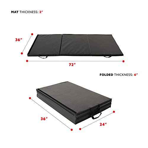 Sunny Health & Fitness Tri-Folding & Puzzle Exercise Mats ? Extra Thick, Durable, Non-Slip, Water-Resistant Cushioning for Home Gym, Yoga, MMA, Gymnastics, Cardio, and Core Workouts