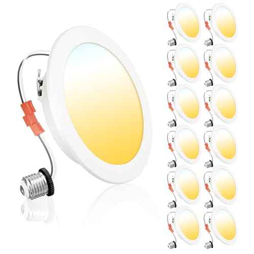 Ensenior 4 Inch LED Can Lights 12 Pack, Dimmable Retrofit Led Recessed Lighting, 5CCT Adjustable Color Temperature (2700K-5000K), 7W=77W 700LM, IC & Damp Rated, FCC