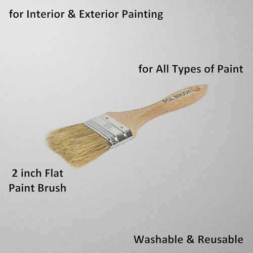 Set of 2 2 Inch Flat Paint Brushes - High European Quality - Natural Bristles - for Home, Wood, Walls, Art, Trim & Furniture - for Acrylic, Oil, Stain, Chalk & Latex Paints