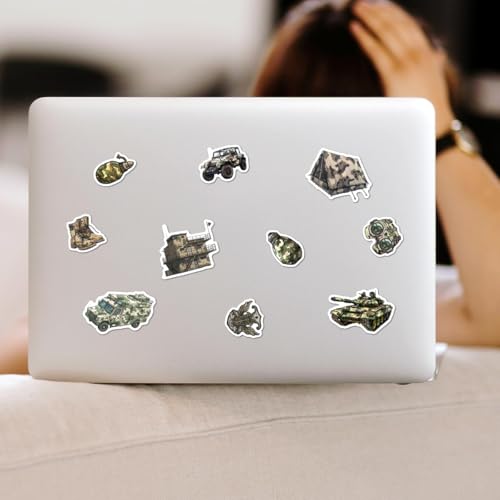 Pack 50 Pcs Vintage Army Military Stickers for Water Bottles Funny Laptop Cups Scrapbooking Luggage Teens Kids Girls Boys Adults Waterproof Aesthetic Sticker Small Vinyl Decals