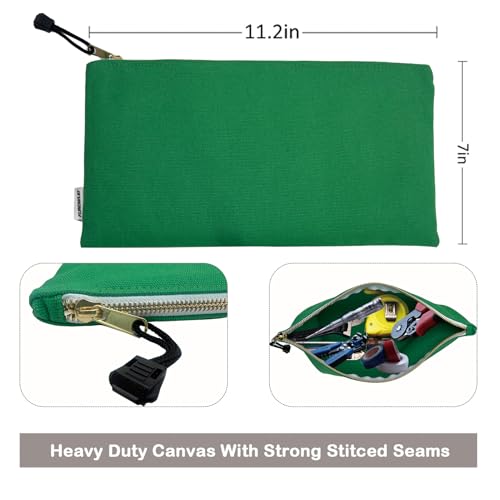 8 Pack Canvas Tool Bag Zipper Pouch - Heavy Duty 16 oz. Canvas Tools Utility Pouches, Multipurpose Storage Organizer Tote Bags with Dependable Metal Zippers, 12.5 x 7-Inch
