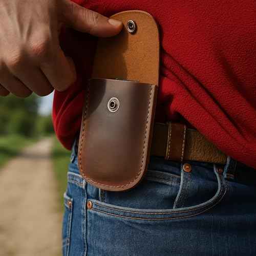Leather Belt Holster for Men ? Full-Grain European Cowhide ? EDC Pouch for Tools, Lighter, Knife ? Rugged Handmade Sheath ? Fits Belts up to 2.5