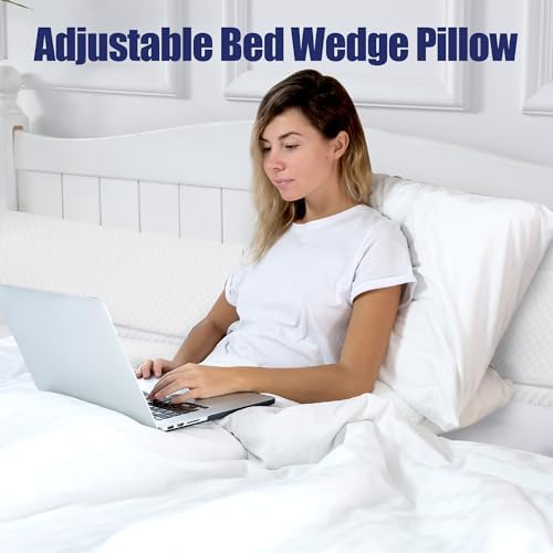 HOMBYS Pillow Wedge for Headboard Gap,Mattress Wedge Gap Filler Queen Size,Bed Crack Pillow,Foam Bed Gap Filler,Multifuctional Headboard Space Filler with Side Pocket,Fill The Gap (0-7")