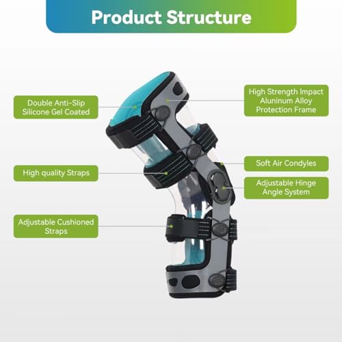 ACL Knee Brace for MCL PCL Meniscus Ligament Sports Injuries, Adjustable Hinged ROM Orthopedic Knee Orthosis for Men & Women (XXL/Right)