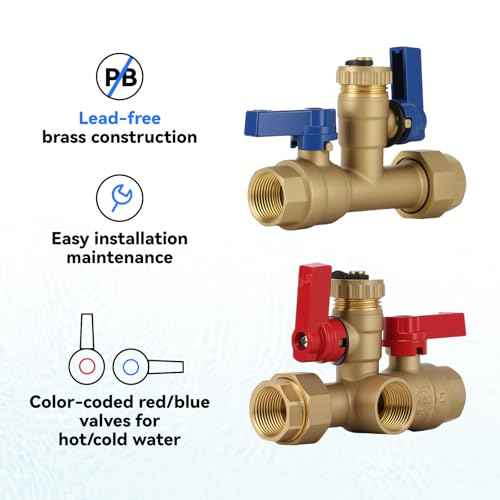 Solimeta 3/4 Inch IPS Isolator Tankless Water Heater Service Valve Kit with Pressure Relief Valve, Lead-Free Brass