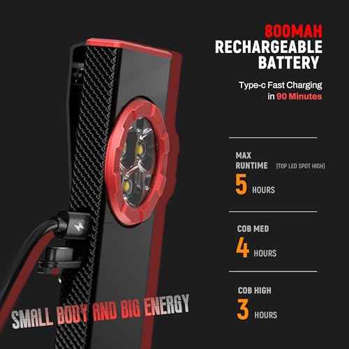 lexall EDC Flashlight, 2 Pack 800Lumen Rechargeable Pocket Flat Flashlight, Magnetic LED Flashlight with Clip, Dimmable Mini Area Light for Car Repairs/Inspection/Travel/Emergency/Camping