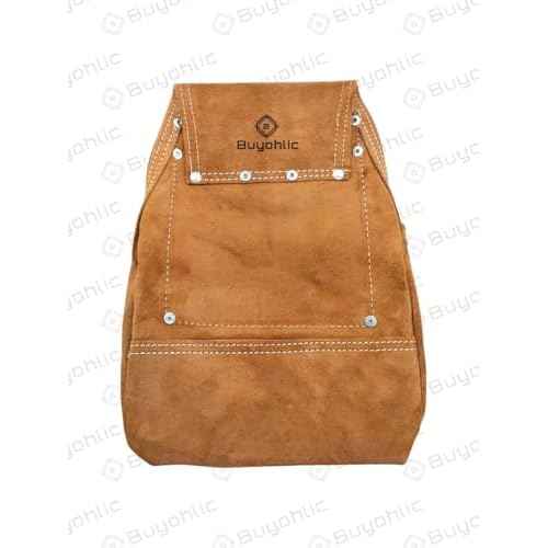 Buyohlic Heavy-Duty Suede Carpenter's Tool & Nail Bag ? 10-Pocket Construction Pouch, Dark Tan