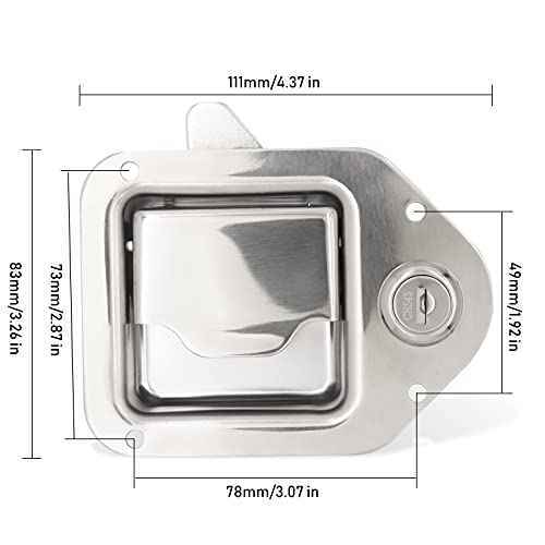 Tool Box Replacement Latch,2 stainless steel Truck Tool Box Latch Paddle Lock Replacement Handle 4-3/8inch x 3-1/4inch Paddle Key