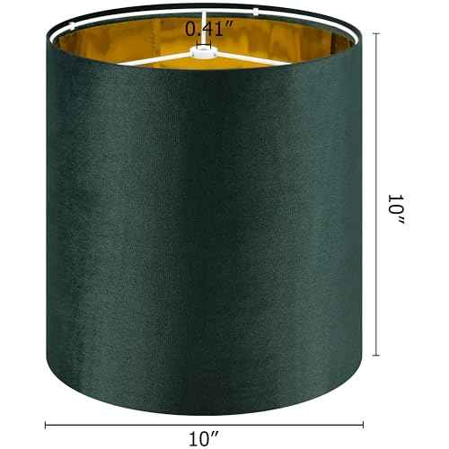 Small Drum Lamp Shades 2 Pack, 10 * 10 * 10 Inch,Luxurious Green Velvet Lamp Shade fit with Spider, Modern Farmhouse Lamp Shades for Wall Lamps&Bedside Lamp Replacement for Bedroom,Required Assembly