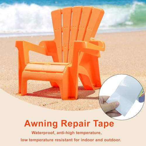 Waterproof Repair Tape, UV-Proof Multi-Surface Instant Seal Patch Repair for RV Awning, Boat Cover, Tent, Tarp & Canvas (3 Inch x 24.6FT, White)