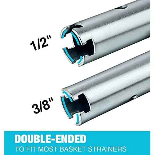 DURATECH Basket Strainer Wrench, Universal Sink Strainer Wrench with Sliding Handle, Double End, 1/2" & 3/8 "