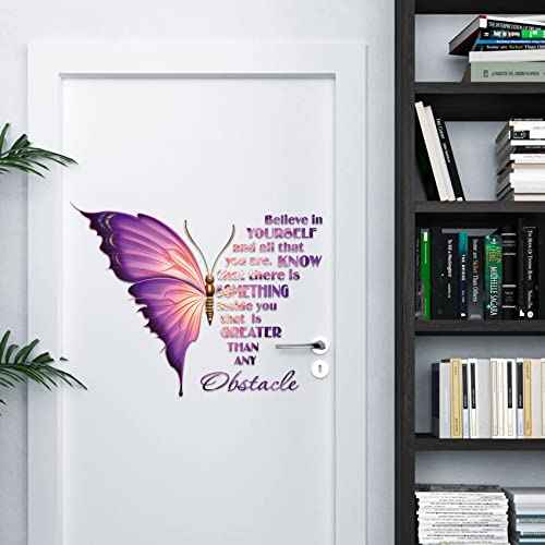 Large Inspirational Butterfly Wall Decals Stickers, Motivational Saying Positive Peel and Stick Wall Art Decals for Women Girls Bedroom Living Room Office (Colorful)