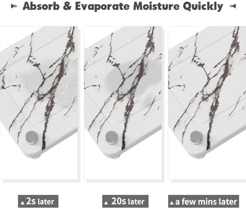 Kitchen Sink Caddy Water Absorbing Stone Tray For Sink, Diatomite Bathroom Countertop Tray Organizer, Faucet Stone Drying Mat Coaster Soap Dish Sponge Dispenser Holder (Marble)