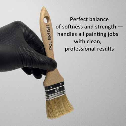Set of 2 2 Inch Flat Paint Brushes - High European Quality - Natural Bristles - for Home, Wood, Walls, Art, Trim & Furniture - for Acrylic, Oil, Stain, Chalk & Latex Paints