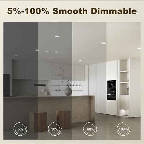 12 Pack Recessed Lighting 6 Inch Retrofit LED Can Lights 5CCT Selectable 2700K/3000K/3500K/4000K/5000K Dimmable Downlight, Smooth Trim, 8.8W, 850LM, Wet Rated - ETL & Energy Star