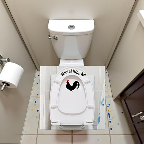 Funny Cock Toilet Stickers,Whoa Nice Sticker Decal,Prank Stickers,Waterproof Vinyl Wall Art Sign Decor,Removable Self-Adhesive Seat Quote Murals for WC Restroom Door Seat Decoration