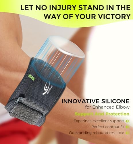 HiRui Elbow Brace with Gel Pad Support for Forearm Tension Relief, Tennis Elbow Brace Adjustable Elbow Strap Pressure Band for Tendonitis Weightlifting Golfer Baseball (Gray-2 Pack)