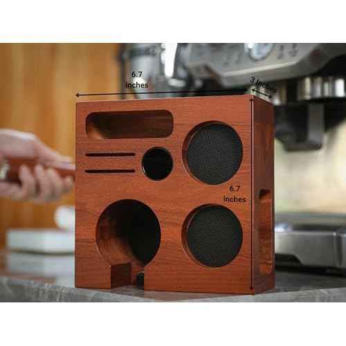 54mm Espresso Tamping Station Rosewood ? Premium Organizer for Breville Espresso Machine Accessories Holder for Tamper, Funnel, WDT, Puck Screens, RDT | Barista Station Box