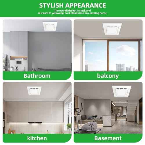 12" Exhaust Fan with Light,144 CFM Silent Exhaust Fan with 6500K 12W LED Light,Bathroom Ventilation Fan with Lights for Bathroom, Office, Hotel