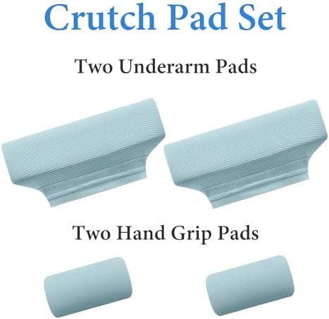 SPRING SEAON Crutches Padding Ice Silk Waffle Pattern Universal Crutch Pads for Armpits and Hand Grips Pads for Crutches Underarm Crutch Cushions Crutch Covers Pillows Crutch Accessories (Light Blue)