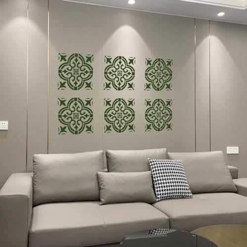 4 Pieces Reusable Tile Stencil 12 x 12 Inches - Mandala Style | Wall Templates for DIY Home Decor