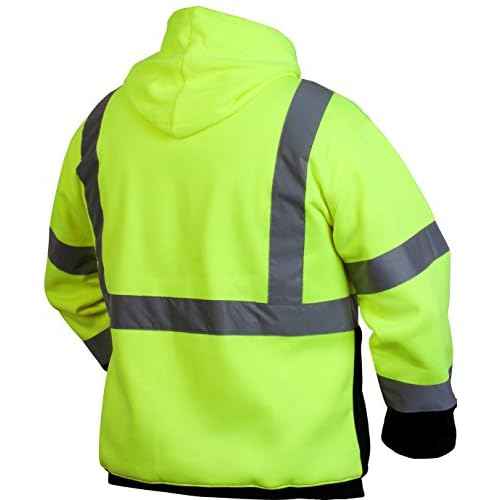 Pyramex Safety Pullover Sweatshirt With Black Bottom Hi Vis Lime,Extra Large