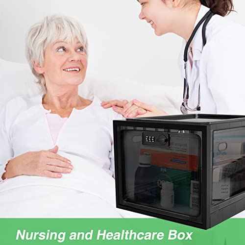Lock Box for Medicines, Food, and Electronic Devices - Ideal for Keeping Medications Safe Locker, Lunch Snacks Locked Up Cabinet and Jail Cell Phones in One Lockable Container (Translucent Black)